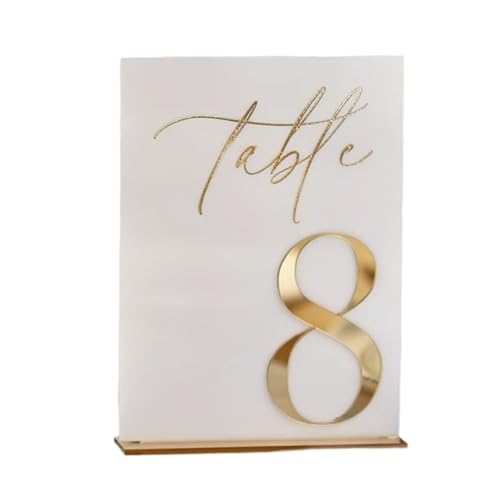 Tischnummer, Weiße 3D-Goldspiegel-Tischnummern for Hochzeiten, Tischschild mit Ständer, Tischdekoration(Table 1-15) von BgnEhRfL