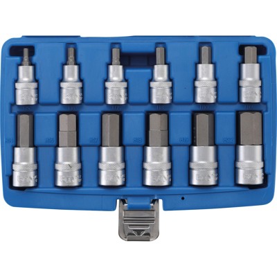 Bit-Einsatz-Satz | Antrieb Innenvierkant 12,5 mm (1/2") | Innensechskant 5 - 22 mm | 12-tlg. von Bgs