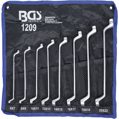 Doppel-Ringschlüssel-Satz gekröpft SW 6 x 7 - 20 x 22mm 8-teilig von Bgs