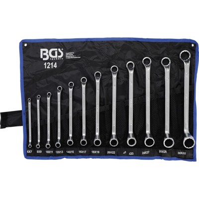 Doppel-Ringschlüssel-Satz gekröpft SW 6 x 7 - 30 x 32mm 12-teilig von Bgs