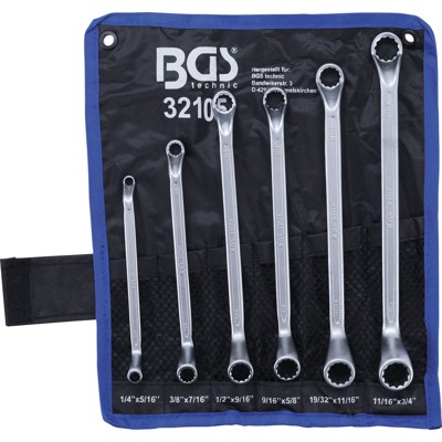 Doppel-Ringschlüssel-Satz gekröpft Zollgrößen SW 1/4" - 3/4" 6-teilig von Bgs