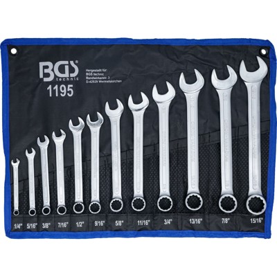 Maul-Ringschlüssel-Satz Zollgrößen SW 1/4" - 15/16" 12-teilig von Bgs