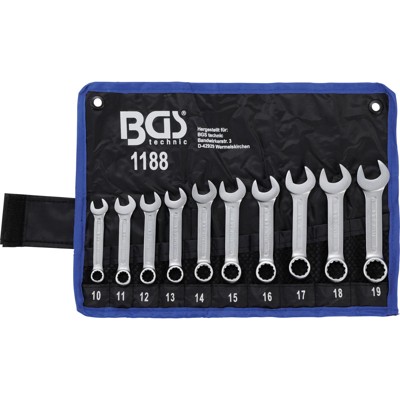 Maul-Ringschlüssel-Satz extra kurz SW 10 - 19mm 10-teilig von Bgs