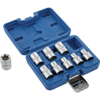Steckschlüssel-Einsatz-Satz E-Profil | Antrieb Innenvierkant 12,5 mm (1/2") | SW E10 - E24 | 9-tlg. von Bgs