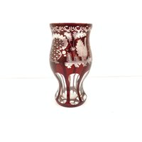 Egermann Boho Cut To Klare Rubinrot Glas Blumenvase von Bharatkakhazana