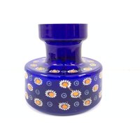 Vintage Blue Glass Big Topf Mit Blumenmuster Und Goldarbeit Blaue Glaskanne von Bharatkakhazana