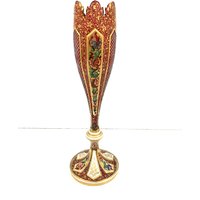 Vintage Boho Overlay Glasvase Mit Goldarbeit | Keramik Vase von Bharatkakhazana