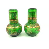 Vintage Green Glass Tumbler Mit Glas | Grünes Kanne von Bharatkakhazana