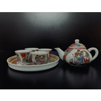 Vintage Porzellan Teekanne Set Mit Miniatur Tassen von Bharatkakhazana