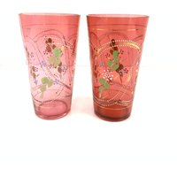 Vintage Rosa Glas Mit Emaille Und Goldarbeit von Bharatkakhazana