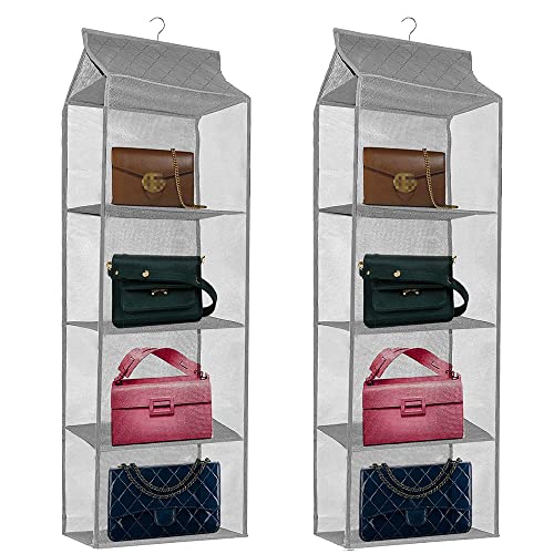 2 Stk Atmungsaktiver Schrank Organizer,Tasche für Schlafzimmer,Handtaschen Ablage Speicher,Handtasche Kleiderschrank,Veranstalter Taschen,Closet Organizer Faltbar,Platzsparendes Taschenorganizer von Bhina