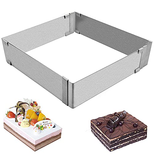 Bhina Kuchen Ring Aus Edelstahl,Verstellbare Kuchenformen,Kuchenform Aus Edelstahl,Rechteckige Mousse Ringe,Zur Herstellung Von Quadratischen Kuchen,Mousse-Kuchen,Tiramisu (15-27,5 cm) von Bhina