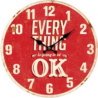 Vintage Wand Uhr Küchen Everything ok Deko Design Aufdruck Analog Zeit Zeiger Anzeige rot BHP 991433 von Bhp