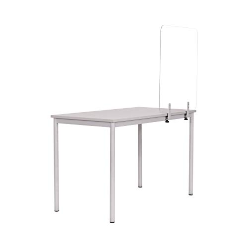 Bi-Office Rahmenlose Trennwand Glas für den Tisch, mit Metallklammern zum Befestigen, Spritzschutz 120 x 90 cm von Bi-Office