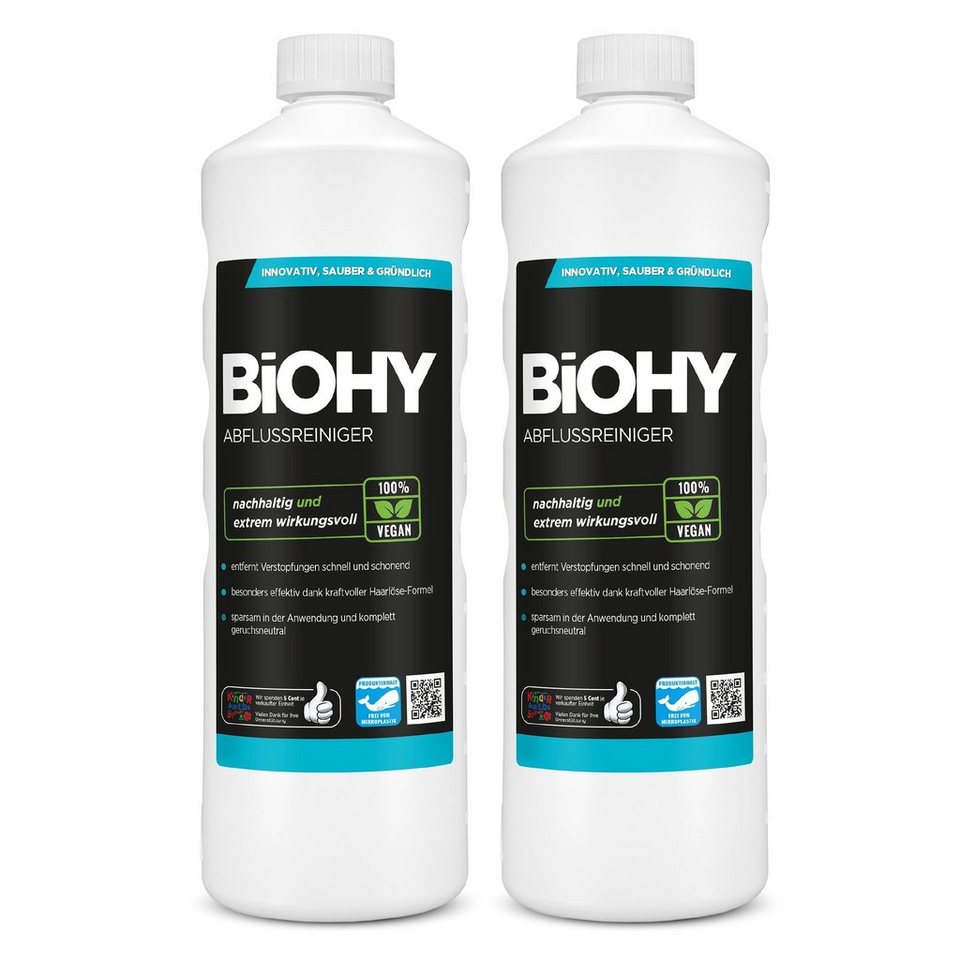 BiOHY Abflussreiniger 2er Pack (2 x 1 Liter Flasche) Rohrreiniger von BiOHY