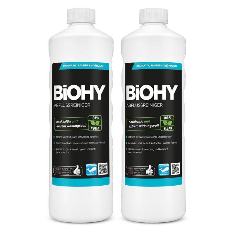 BiOHY Abflussreiniger 2er Pack (2 x 1 Liter Flasche) Rohrreiniger von BiOHY