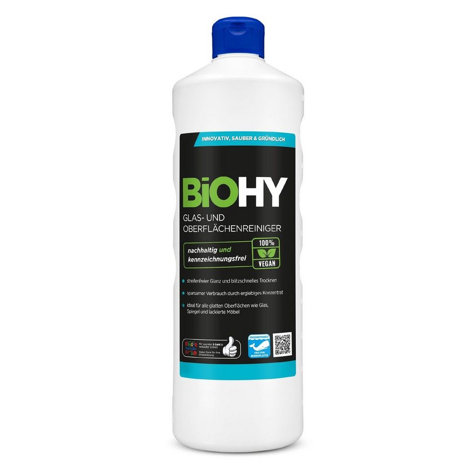 BiOHY Glas- und Oberflächenreiniger 1 x 1 Liter Flasche Glasreiniger (1-St) von BiOHY