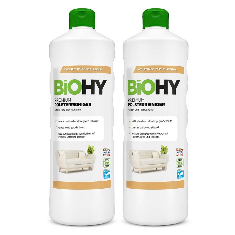 BiOHY Premium Polsterreiniger 2er Pack (2 x 1 Liter Flasche) Polsterreiniger (2-St) von BiOHY