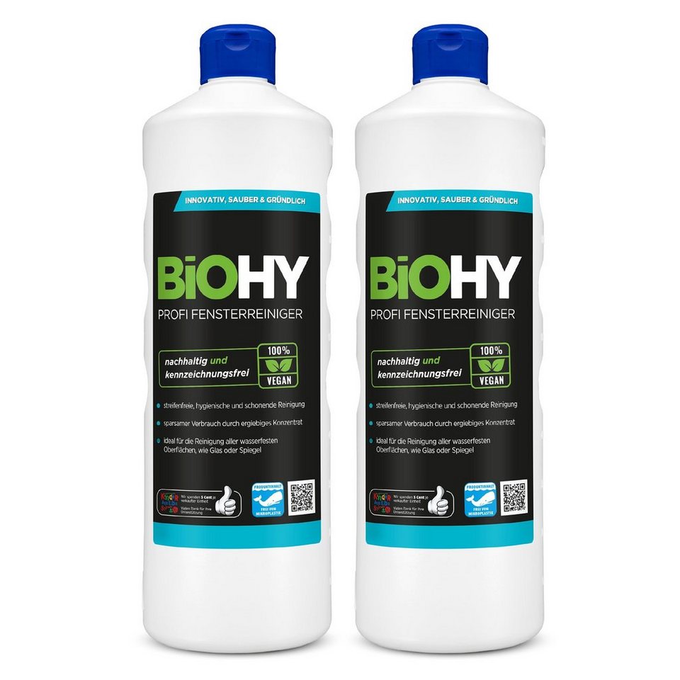 BiOHY Profi Fensterreiniger 2er Pack (2 x 1 Liter Flasche) Geschirrspülmittel (2-St) von BiOHY