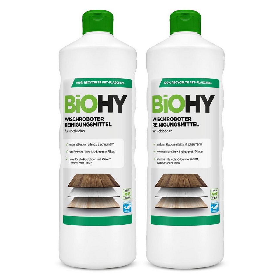 BiOHY Wischroboter Reinigungsmittel für Holzböden 2er Pack (2 x 1 Li... Vinyl- und Designbodenreiniger (2-St) von BiOHY