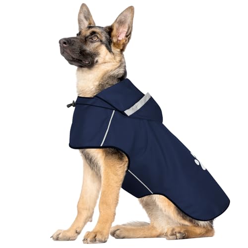 BiPawTi Hunde Regenmantel Große Hunde, Wasserdicht Regenmantel Hund Bekleidung mit Reflektierenden Kapuze & Verstellbarer Klettverschluss - Ultraleicht Hunderegenmantel für Spaziergänge (L | Blau) BiPawTi Hunde Regenmantel Große Hunde, Wasserdicht Regenmantel Hund Bekleidung mit Reflektierenden Kapuze & Verstellbarer Klettverschluss - Ultraleicht Hunderegenmantel für Spaziergänge (L | Blau) von BiPawTi