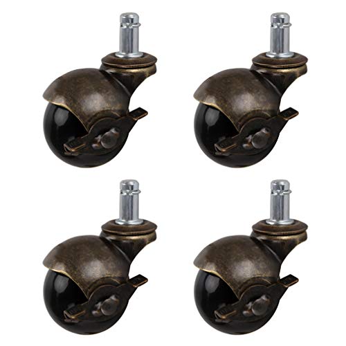4-teilige drehbare Kugelrollen, ölgeriebene Bronze, geräuschlos, Installation der Einsteckstange M11 x 20 mm, for Sofa, Stuhl, Couchtisch (4 Bremsen) (Color : 4 Brake) von BiVoo