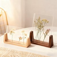 Wooden Base Pressed Flowers Frame, Clear Acrylic Floating Display Personalized Engraved Picture Rustic Photo Frame Table Decor von BiacKons