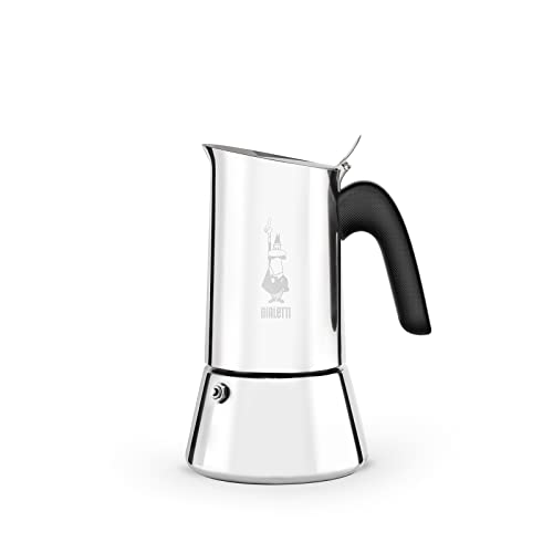 Bialetti - Neue italienische Espressomaschine Venus Induction aus Edelstahl, geeignet für alle Arten von Tellern, 4 Kaffeetassen (170 ml), Silber von Bialetti