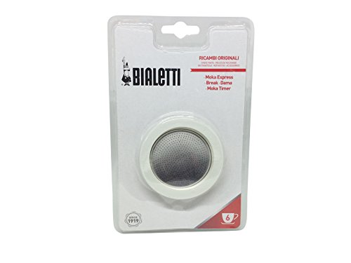 Bialetti Moka-Dichtung und Aluminiumfilter, weiß, 72 mm, für 6-Tassen-Kaffeemaschine von Bialetti