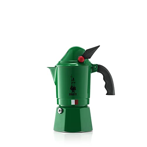 Bialetti - Express Alpina: Ikonische Espressomaschine für die Herdplatte, Moka-Kanne für 3 Tassen (130 ml), Aluminium, Grün von Bialetti