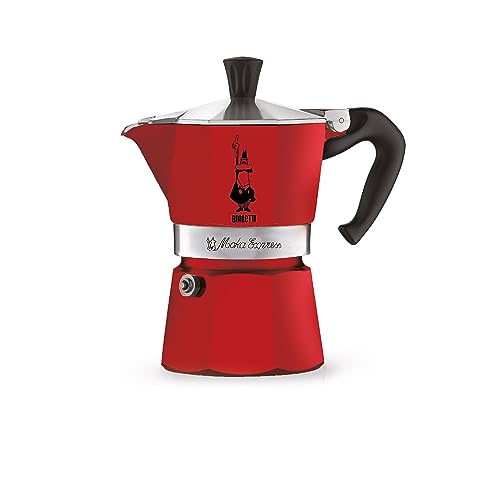 Bialetti - Moka Color: Ikonische Espressomaschine für die Herdplatte, macht echten Italienischen Kaffee, Moka-Kanne 1 Tassen (60 ml), Aluminium, Rot von Bialetti