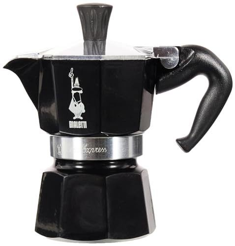 Bialetti - Moka Color: Ikonische Espressomaschine für die Herdplatte, macht echten Italienischen Kaffee, Moka-Kanne 1 Tassen (60 ml), Aluminium, Schwarz von Bialetti