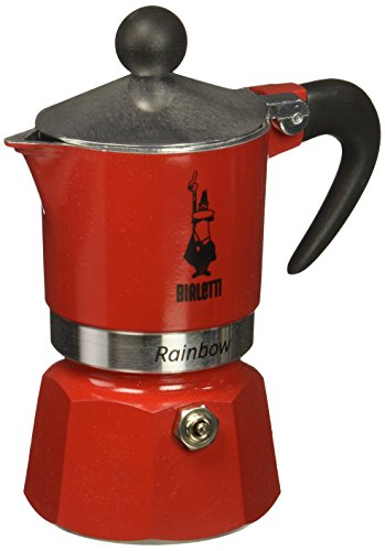 Bialetti 4961 Rainbow Caffettiera Colorata, Alluminio, Rossa, 1 Tasse, Rot von Bialetti