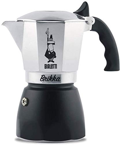 Bialetti 6784 Brikka, Caffettiettiera in Alluminio per caffè con Doppia Crema, 4 Tazze, Silber von Bialetti