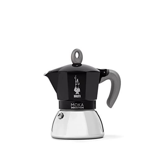 Bialetti - Moka Induction, Moka-Kanne, Geeignet für Alle Herdarten, 4 Tassen Espresso (150ml), Schwarz von Bialetti