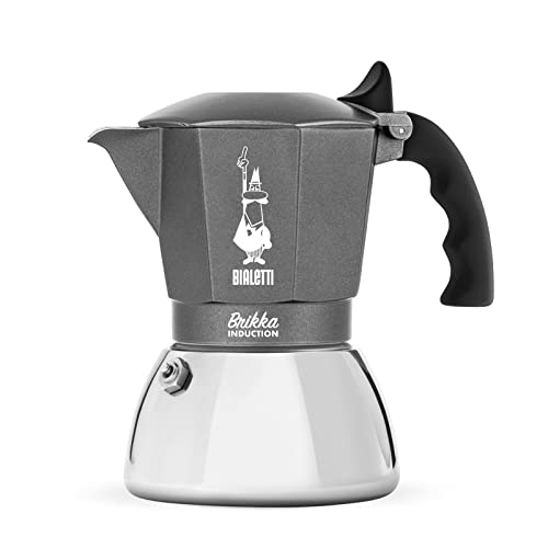 Bialetti Brikka Induktionskaffeemaschine, 4 Tassen (170 ml), Espresso wie an der Bar, für alle Herdarten geeignet, edles Design, Silber von Bialetti