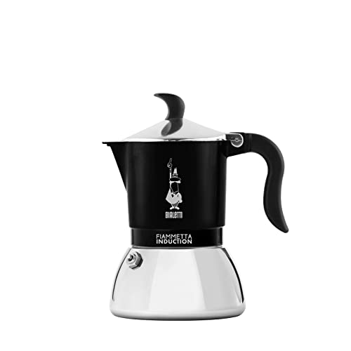 Bialetti Flamme Induktion Kaffeemaschine, Aluminium, Steel, Schwarz, 4 Tassen von Bialetti