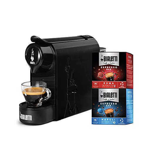 Bialetti Gioia, Espressomaschine inklusive 32 Kapseln, funktioniert ausschließlich mit Kapseln, schwarz von Bialetti