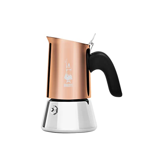 Bialetti New Venus Kaffeemaschine 2 Tassen, Anti-Brand-Griff, nicht für Induktion geeignet, 2 Tassen (85 ml), Edelstahl, Farbe - Kupfer, Wattage - 3600 von Bialetti