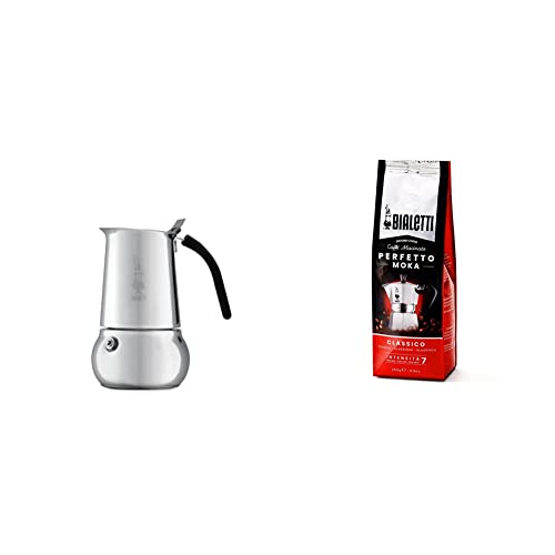 Bialetti — Kitty-Kaffeemaschine — 4 Tassen — 20 cl — Alle Wärmequellen & Perfetto Moka Classico: Gemahlener Kaffee mit mittlerer Röstung, Aroma von Haselnüssen und Getrockneten Früchten, 250g von Bialetti