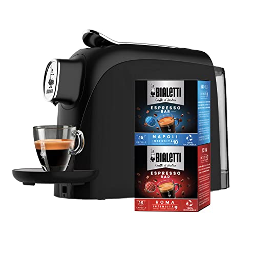 Bialetti Mignon Espressomaschine für Aluminium-Kapseln, inklusive 32 Kapseln, kompakt, Tank 500 ml, Schwarz von Bialetti