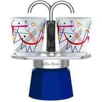 Bialetti Mini Express - Espressokocher-Set - blau + 2 Becher aus  Arte Collection Kandinsky von Bialetti