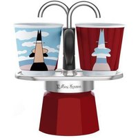 Bialetti Mini Express - Espressokocher-Set - rot + 2 Becher aus Arte Collection René Magritte von Bialetti