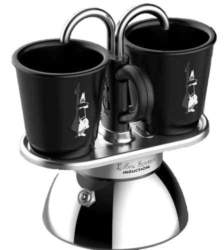 Bialetti Mini Express Induction, Induktionskaffeemaschine, 2 Tassen (100 ml), für alle Herdarten geeignet, Schwarz von Bialetti