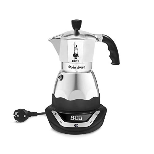 Bialetti Moka Elektrisch Timer, Kapazität für 6 Tassen, 365 W, Silber schwarz von Bialetti