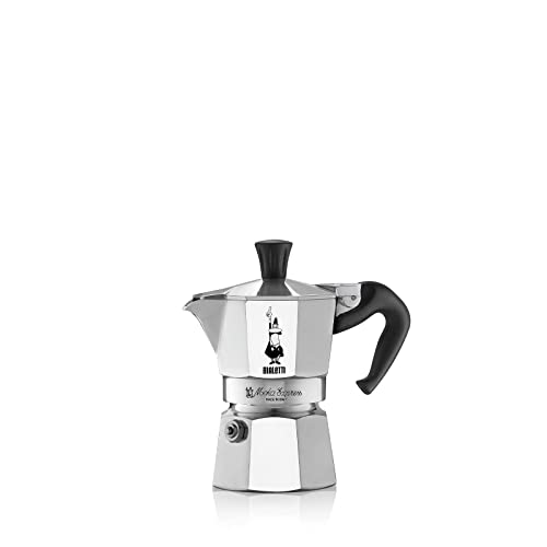 Bialetti Moka Express Aluminium-Kaffeemaschine für Herdplatten (2 Tassen), 90 milliliters, Silber/Schwarz, 8 x 11 x 11 cm von Bialetti