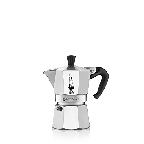 Bialetti - Moka Express: Ikonische Espressomaschine für die Herdplatte, macht echten Italienischen Kaffee, Moka-Kanne 3 Tassen (130ml), Aluminium, Silber von Bialetti
