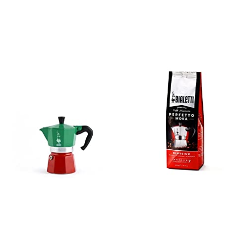 Bialetti - Moka Express Italia Kollektion: Ikonische Espressomaschine für die Herdplatte & Perfetto Moka Classico: Gemahlener Kaffee mit mittlerer Röstung, 250g von Bialetti