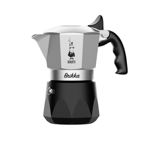 Bialetti New Brikka 2023, Moka-Kanne, die einzige Herdkaffeemaschine, die in der Lage ist, einen Cremereichen Espresso Zuzubereiten, 2 Tassen, Aluminium von Bialetti