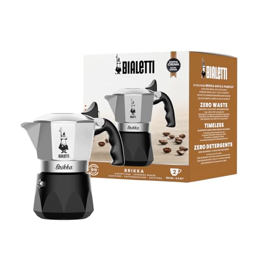 Bialetti New Brikka 2023, Moka-Kanne, die einzige Herdkaffeemaschine, die in der Lage ist, einen Cremereichen Espresso Zuzubereiten, 2 Tassen, Aluminium von Bialetti